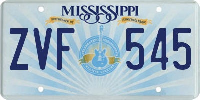 MS license plate ZVF545