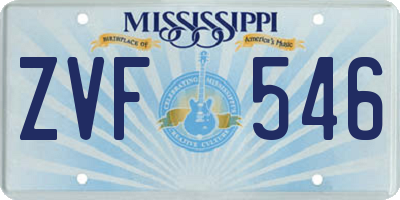 MS license plate ZVF546