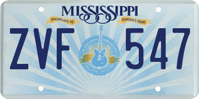 MS license plate ZVF547