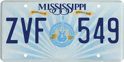 MS license plate ZVF549