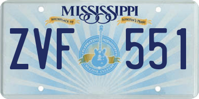 MS license plate ZVF551