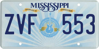 MS license plate ZVF553