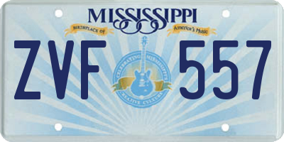 MS license plate ZVF557