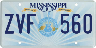 MS license plate ZVF560