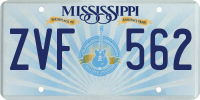 MS license plate ZVF562