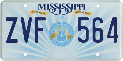 MS license plate ZVF564