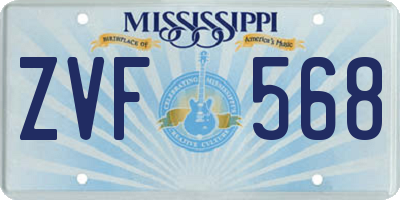 MS license plate ZVF568