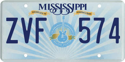 MS license plate ZVF574