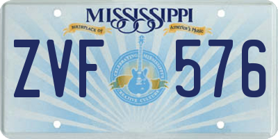 MS license plate ZVF576