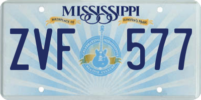 MS license plate ZVF577