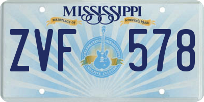 MS license plate ZVF578
