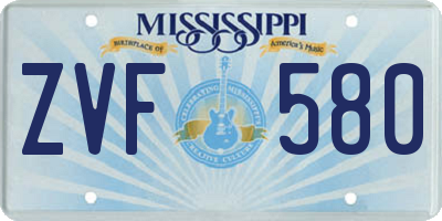 MS license plate ZVF580