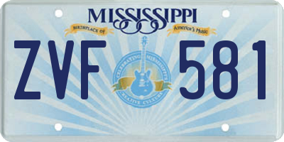 MS license plate ZVF581