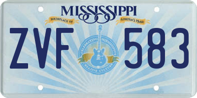 MS license plate ZVF583