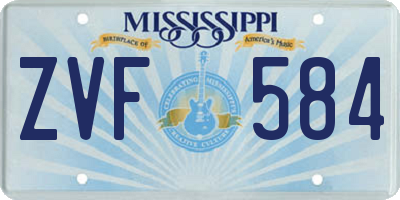 MS license plate ZVF584