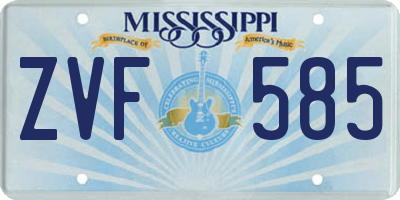 MS license plate ZVF585