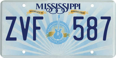 MS license plate ZVF587