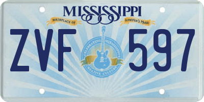 MS license plate ZVF597