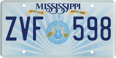 MS license plate ZVF598