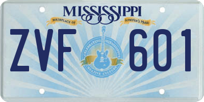 MS license plate ZVF601