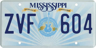 MS license plate ZVF604