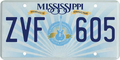 MS license plate ZVF605