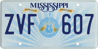 MS license plate ZVF607