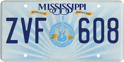 MS license plate ZVF608