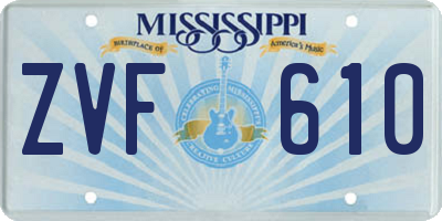 MS license plate ZVF610