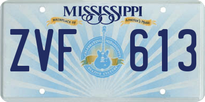 MS license plate ZVF613