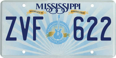 MS license plate ZVF622