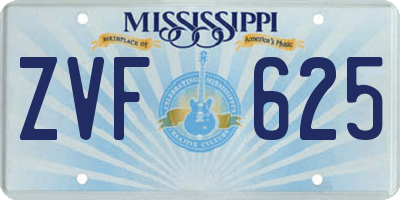 MS license plate ZVF625