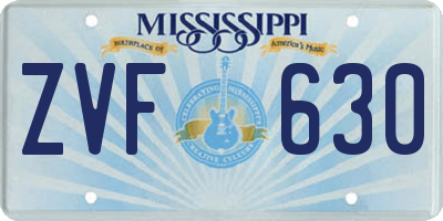 MS license plate ZVF630