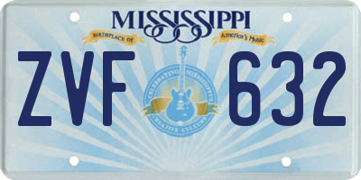MS license plate ZVF632