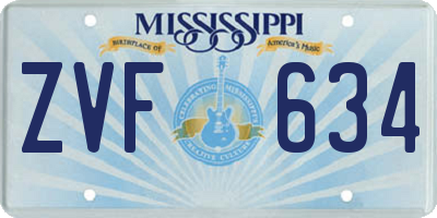 MS license plate ZVF634