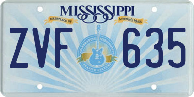 MS license plate ZVF635