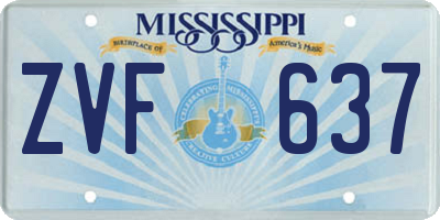 MS license plate ZVF637