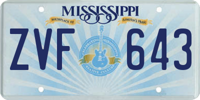 MS license plate ZVF643