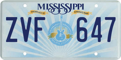 MS license plate ZVF647