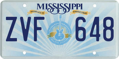 MS license plate ZVF648