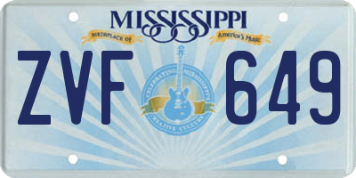 MS license plate ZVF649