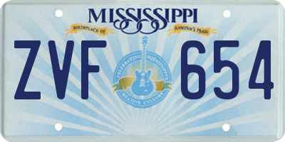 MS license plate ZVF654