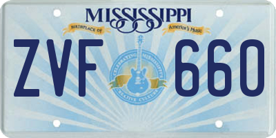 MS license plate ZVF660