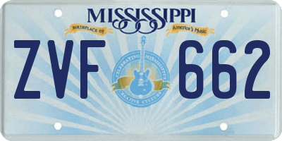 MS license plate ZVF662