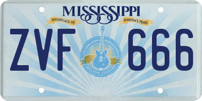 MS license plate ZVF666