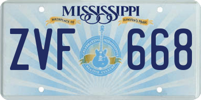 MS license plate ZVF668