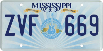 MS license plate ZVF669