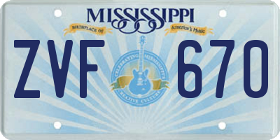 MS license plate ZVF670