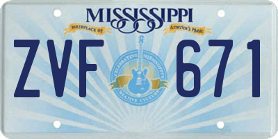 MS license plate ZVF671