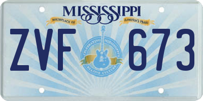 MS license plate ZVF673